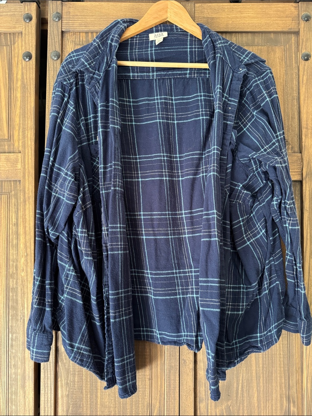 Plaid Open-Front Navy Women's Jacket